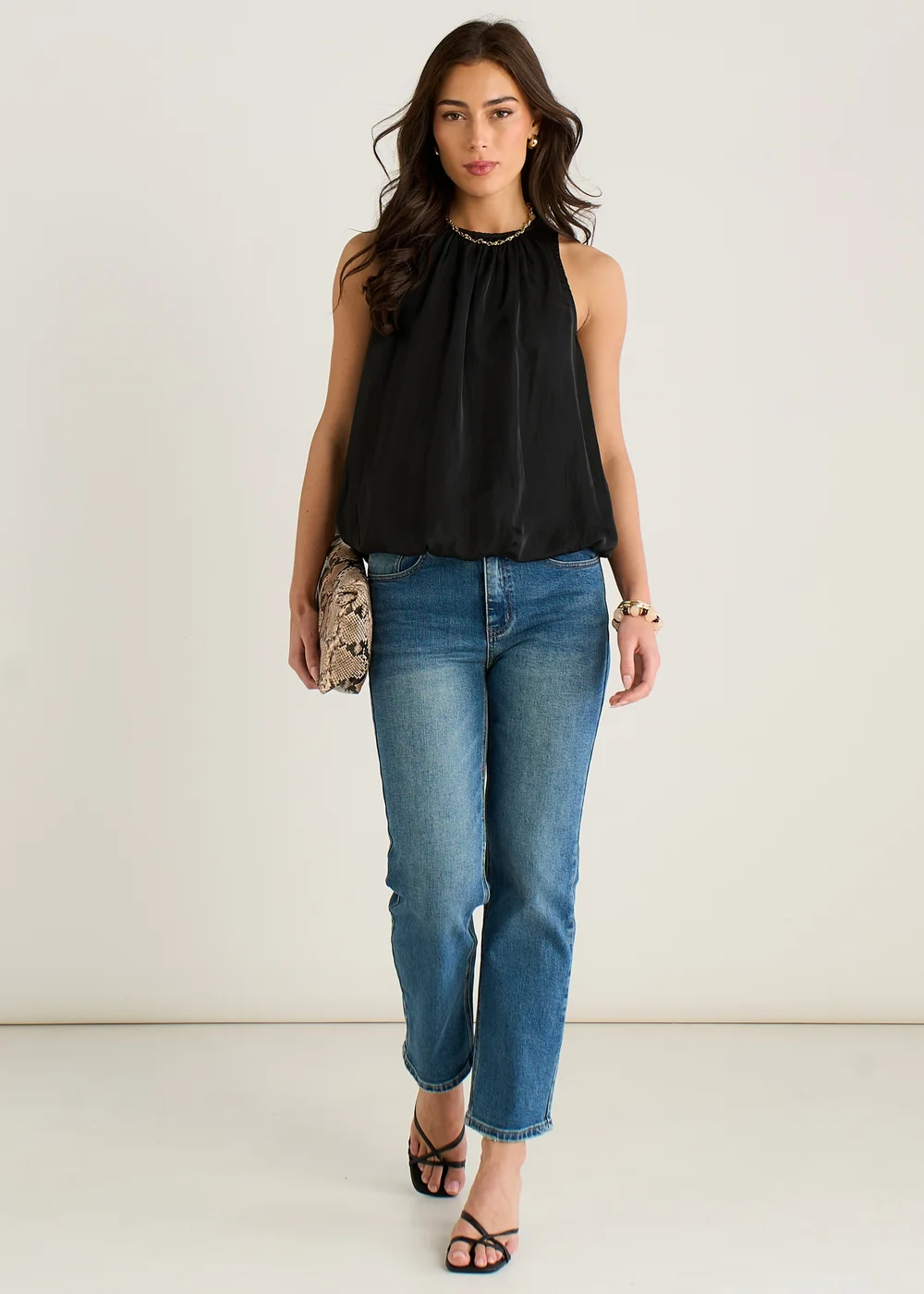 Gini London Black Puff Ball Round Neck Sleeveless Top - L/XL Image 1