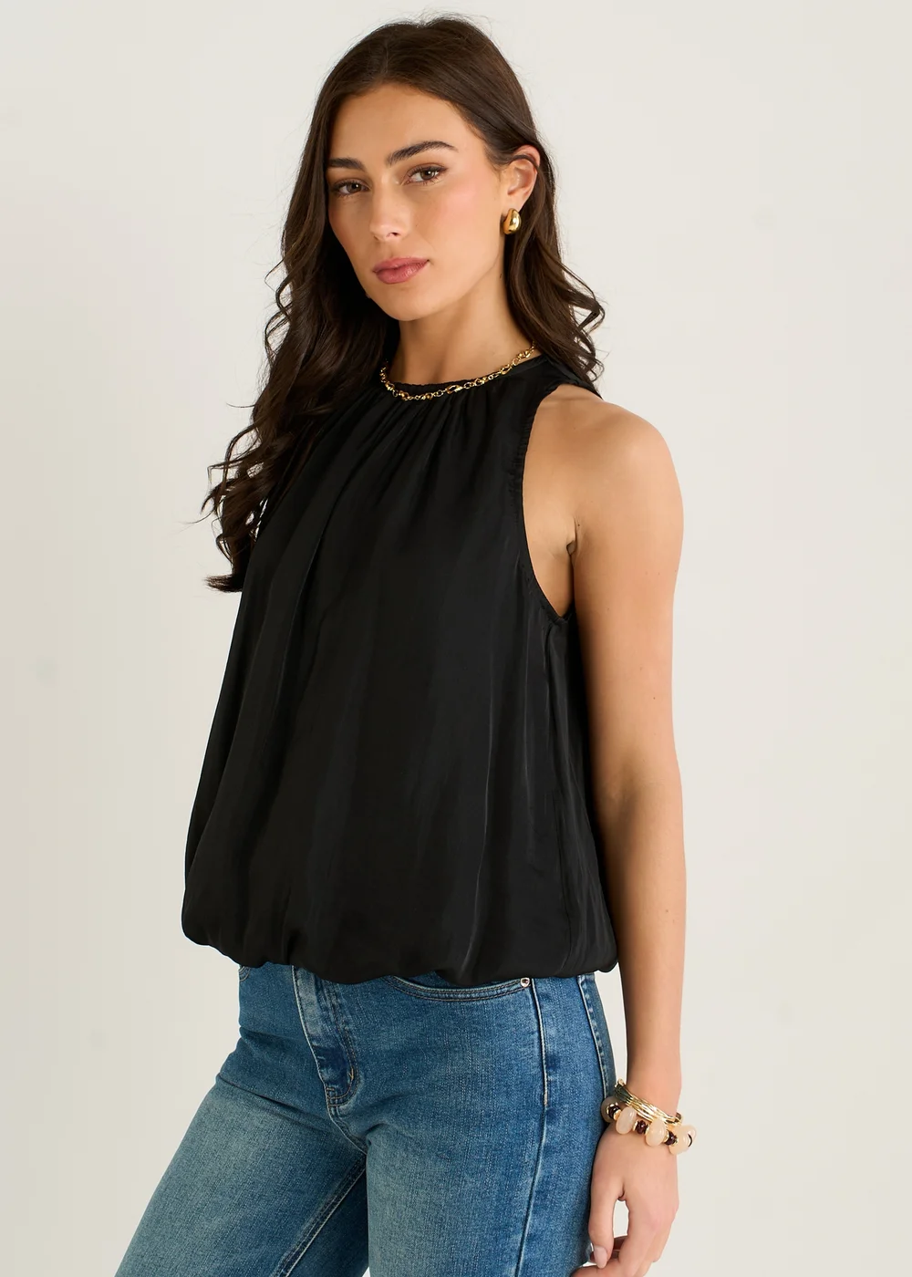 Gini London Black Puff Ball Round Neck Sleeveless Top - L/XL Image 4
