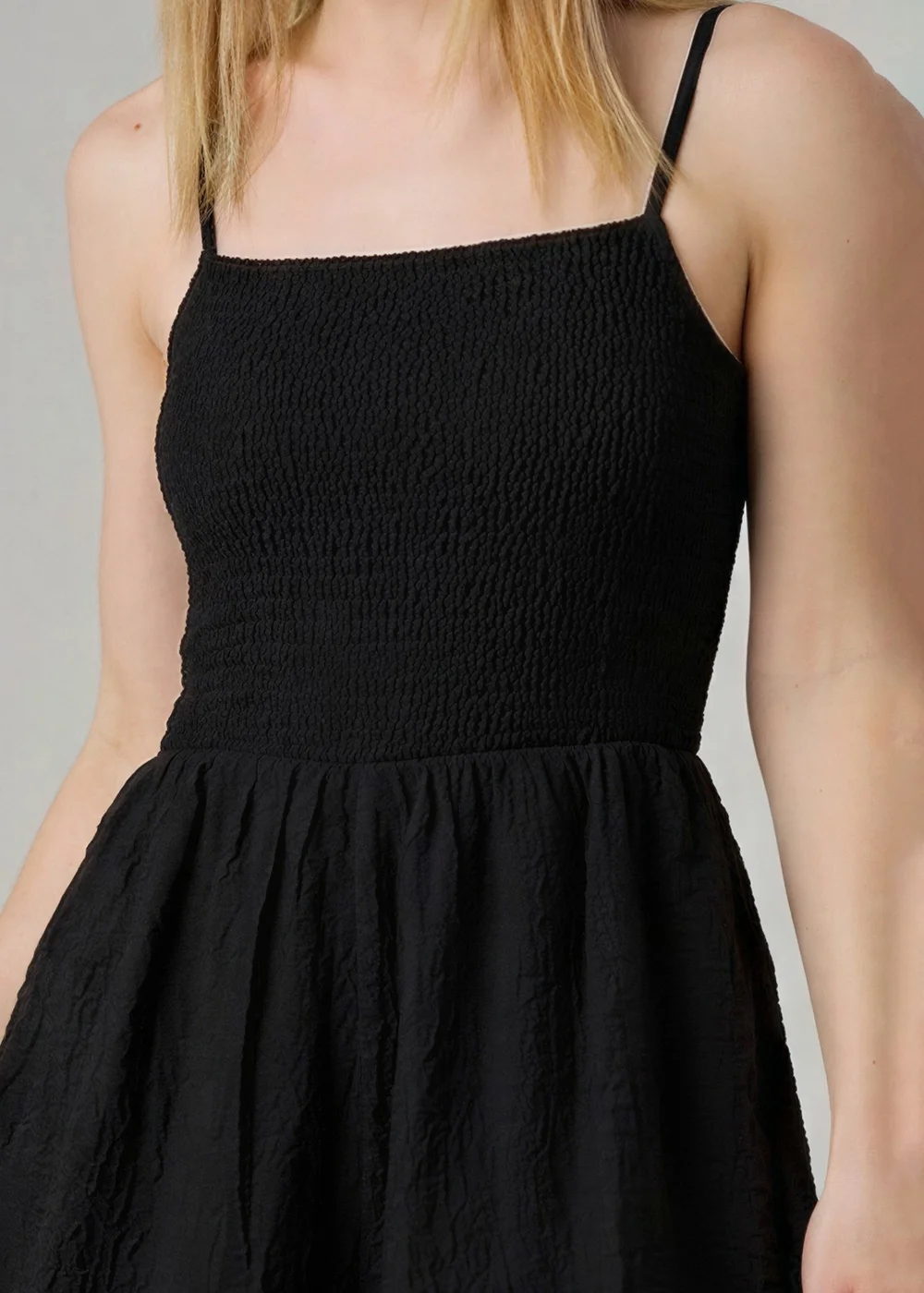 Wednesday’s Girl Black Shirred Bodice Strappy Square Neck Playsuit - 12 Image 3