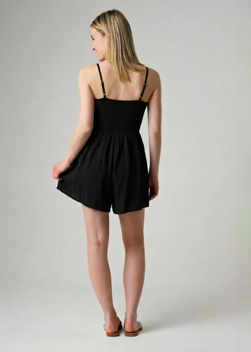 Wednesday’s Girl Black Shirred Bodice Strappy Square Neck Playsuit - 12 Image 2