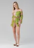 Influence Green Geometric Vibrant Print Bardot Off-The-Shoulder Playsuit - 8 Image 1