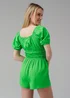 Influence Green Short Sleeve Tie Detail Shirred Waist Playsuit - 10 Image 2