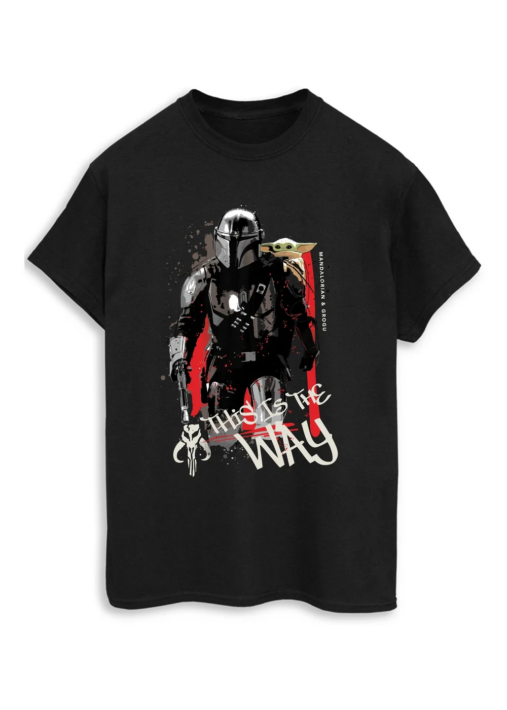 Spiral Galaxy Star Wars Mandalorian & Grogu Way Black Graphic T-Shirt - S Image 1