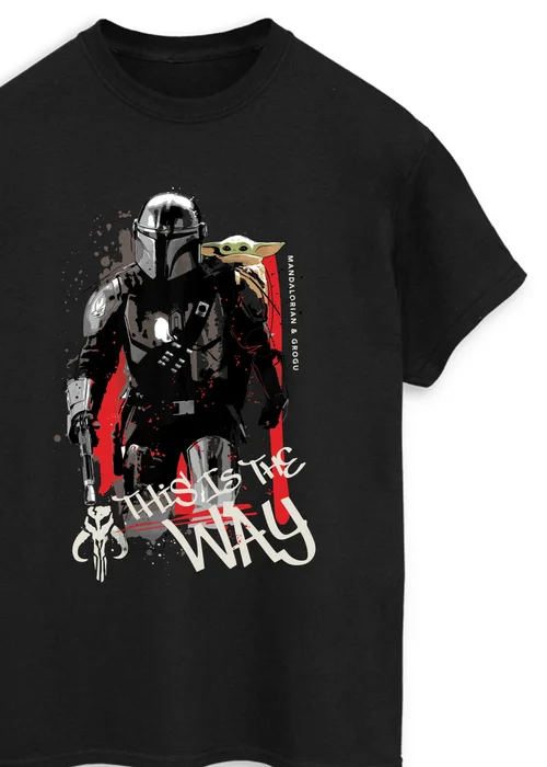 Spiral Galaxy Star Wars Mandalorian & Grogu Way Black Graphic T-Shirt - S Image 2