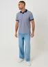 Threadbare Navy Jacquard Trophy Neck Polo Shirt - S Image 3