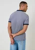 Threadbare Navy Jacquard Trophy Neck Polo Shirt - S Image 2