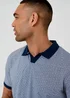 Threadbare Navy Jacquard Trophy Neck Polo Shirt - S Image 4