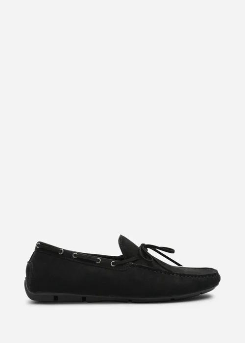 Where's That From Carter Black Faux Suede Slip on Lace Detail Loafer - 7 Image 2