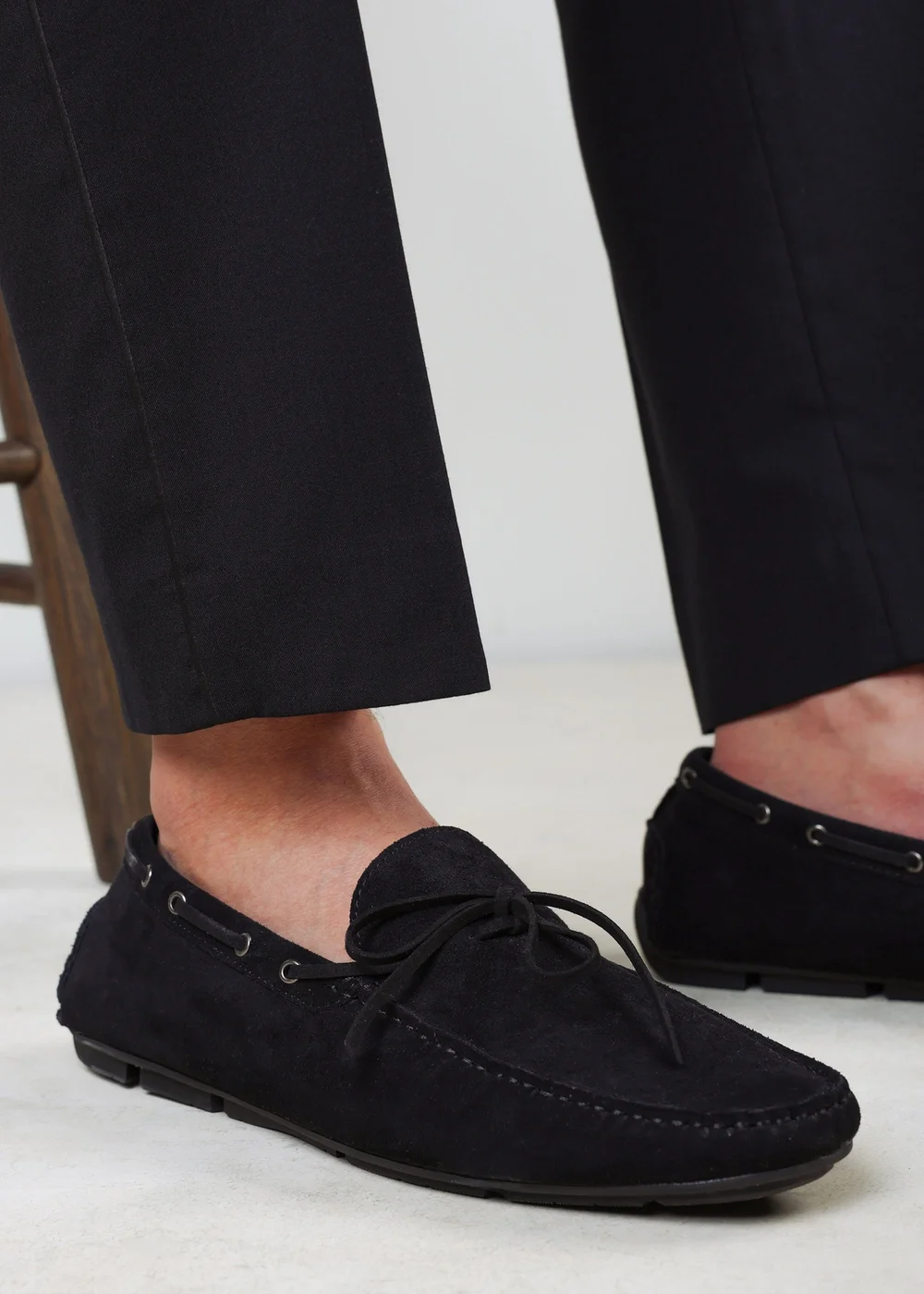 Where's That From Carter Black Faux Suede Slip on Lace Detail Loafer - 7 Image 1