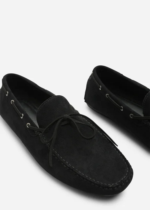 Where's That From Carter Black Faux Suede Slip on Lace Detail Loafer - 7 Image 5