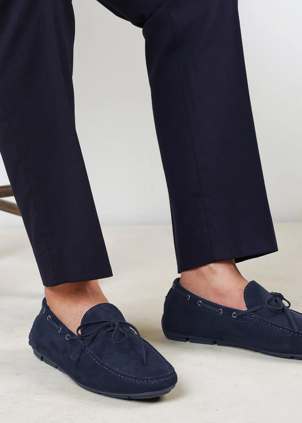 Where's That From Carter Navy Faux Suede Slip on Lace Detail Loafer - 11 Image 6
