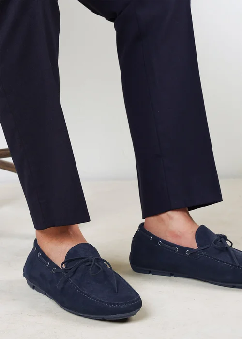 Where's That From Carter Navy Faux Suede Slip on Lace Detail Loafer - 11 Image 6