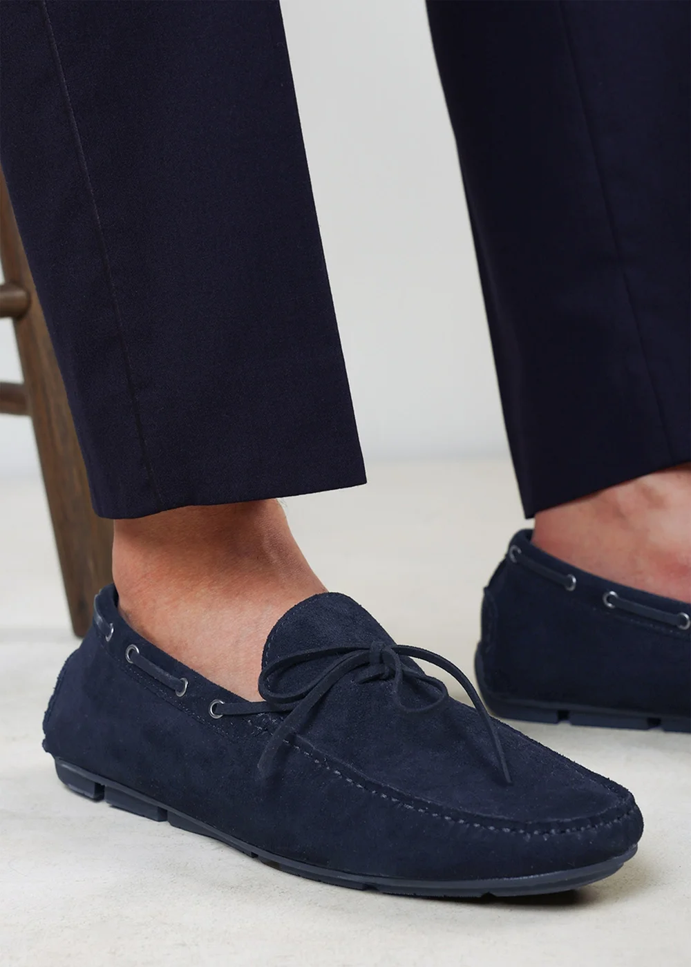 Where's That From Carter Navy Faux Suede Slip on Lace Detail Loafer - 11 Image 1