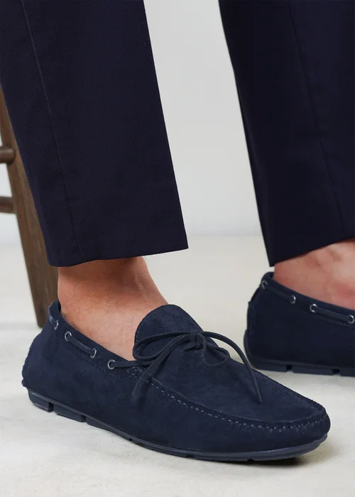 Where's That From Carter Navy Faux Suede Slip on Lace Detail Loafer - 11 Image 1