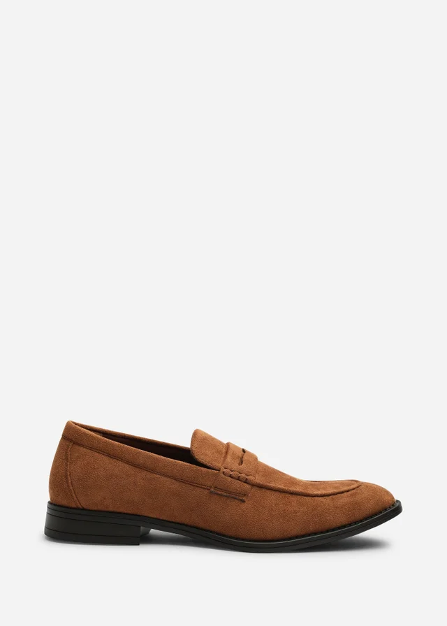 Where's That From Gavin Light Brown Faux Suede Slip on Penny Loafer