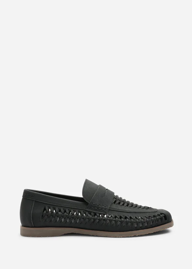 Where's That From Colby Black Weave Slip on Loafers