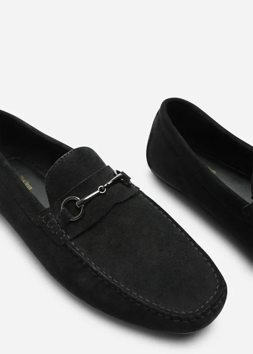 Where's That From Hudson Black Faux Suede Slip On Buckle Loafer - 10 Image 5