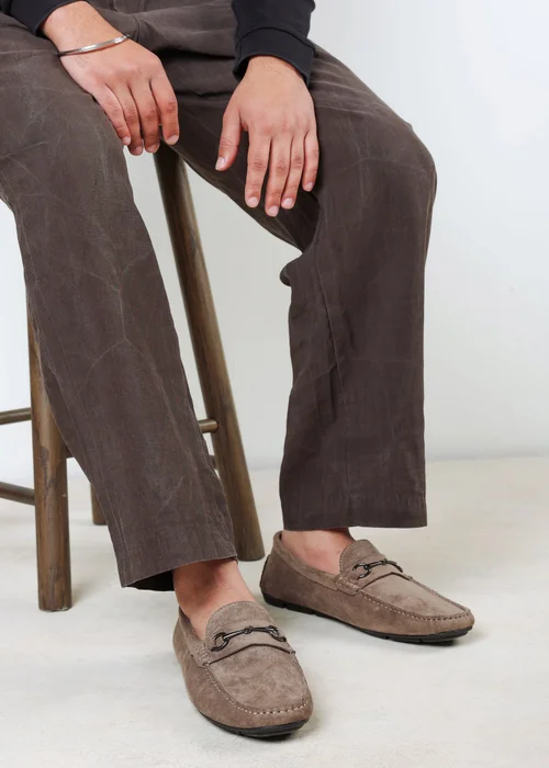 Where's That From Hudson Khaki Faux Suede Slip On Buckle Loafer - 11 Image 6