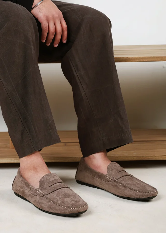 Where's That From Kyle Khaki Faux Suede Slip on Bubble Loafer