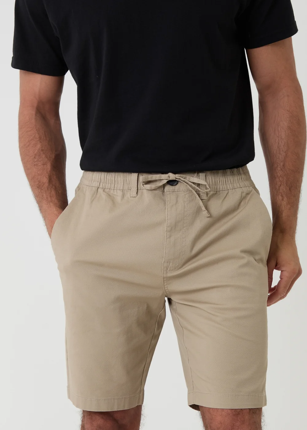 Threadbare Stone Elasticated Waist Stretch Chino Shorts - 38/L32 Image 3