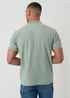 Threadbare Soft Green Textured Cotton Quarter Zip Polo Shirt - M Image 2