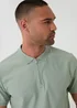 Threadbare Soft Green Textured Cotton Quarter Zip Polo Shirt - M Image 4