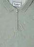 Threadbare Soft Green Textured Cotton Quarter Zip Polo Shirt - M Image 5