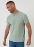 Threadbare Soft Green Textured Cotton Quarter Zip Polo Shirt - M Image 1