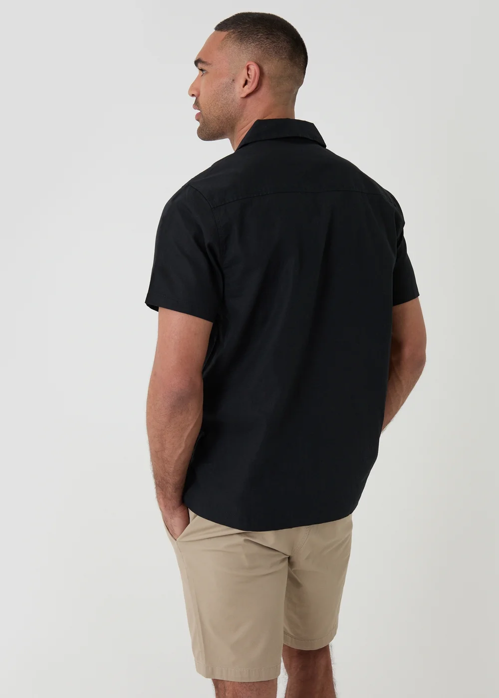 Threadbare Black Linen Cotton Blend Short Sleeve Shirt - S Image 2