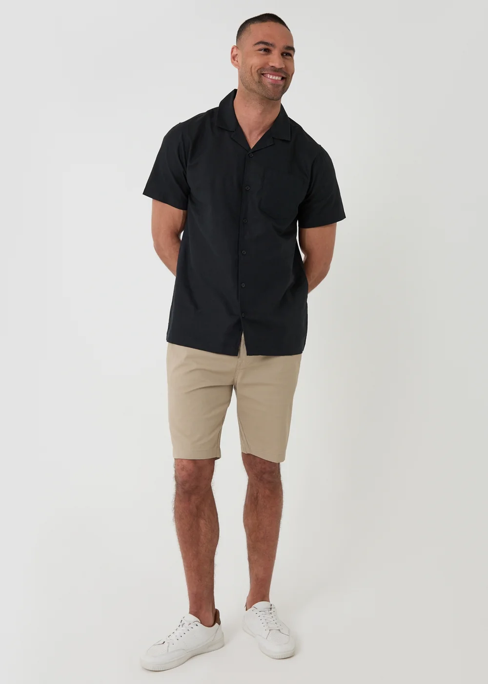 Threadbare Black Linen Cotton Blend Short Sleeve Shirt - S Image 3