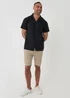 Threadbare Black Linen Cotton Blend Short Sleeve Shirt - S Image 3