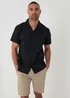Threadbare Black Linen Cotton Blend Short Sleeve Shirt - S Image 1
