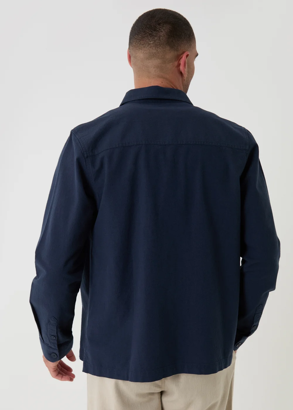 Threadbare Navy Linen Blend Lightweight Shacket - XL Image 2