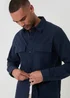 Threadbare Navy Linen Blend Lightweight Shacket - XL Image 4
