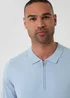 Threadbare Blue Quarter Zip Knitted Polo - 2XL Image 4