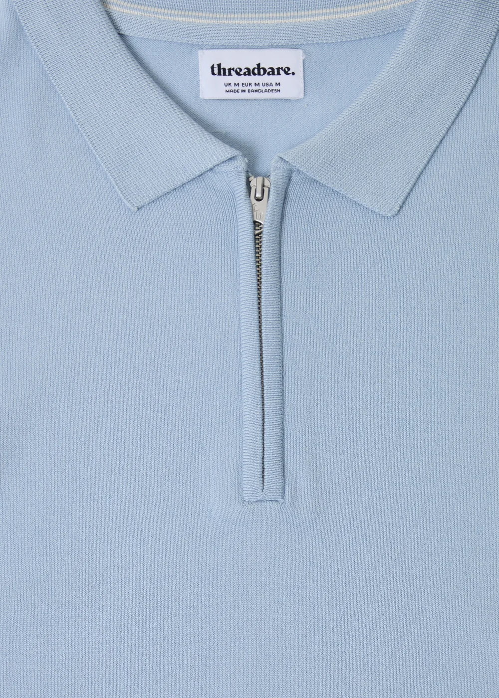 Threadbare Blue Quarter Zip Knitted Polo - 2XL Image 5