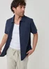 Threadbare Navy Textured Cotton Short Sleeve Shirt - S Image 1