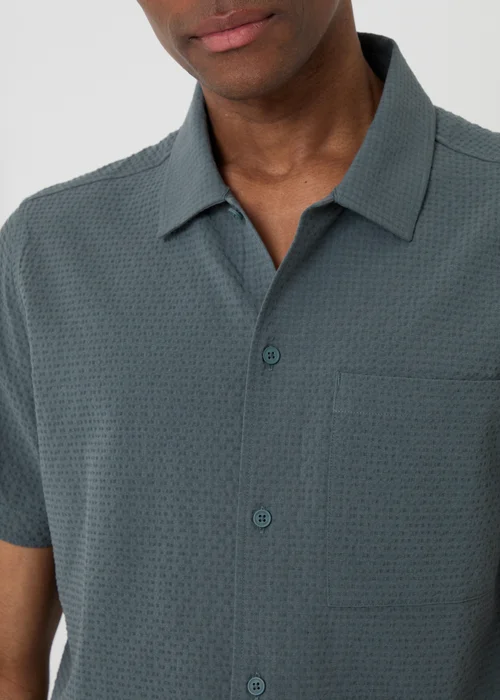 Threadbare Blue Boxy Fit Textured Short Sleeve Shirt - 2XL Image 4