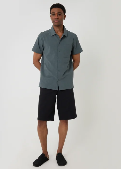Threadbare Blue Boxy Fit Textured Short Sleeve Shirt - 2XL Image 3