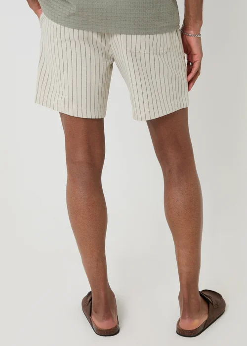 Threadbare Stone Shorter Length Stripe Cotton Shorts - S Image 2