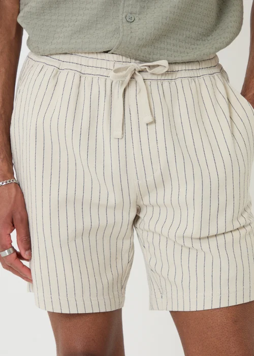 Threadbare Stone Shorter Length Stripe Cotton Shorts - S Image 4
