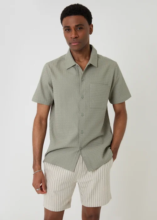 Threadbare Stone Shorter Length Stripe Cotton Shorts - S Image 3