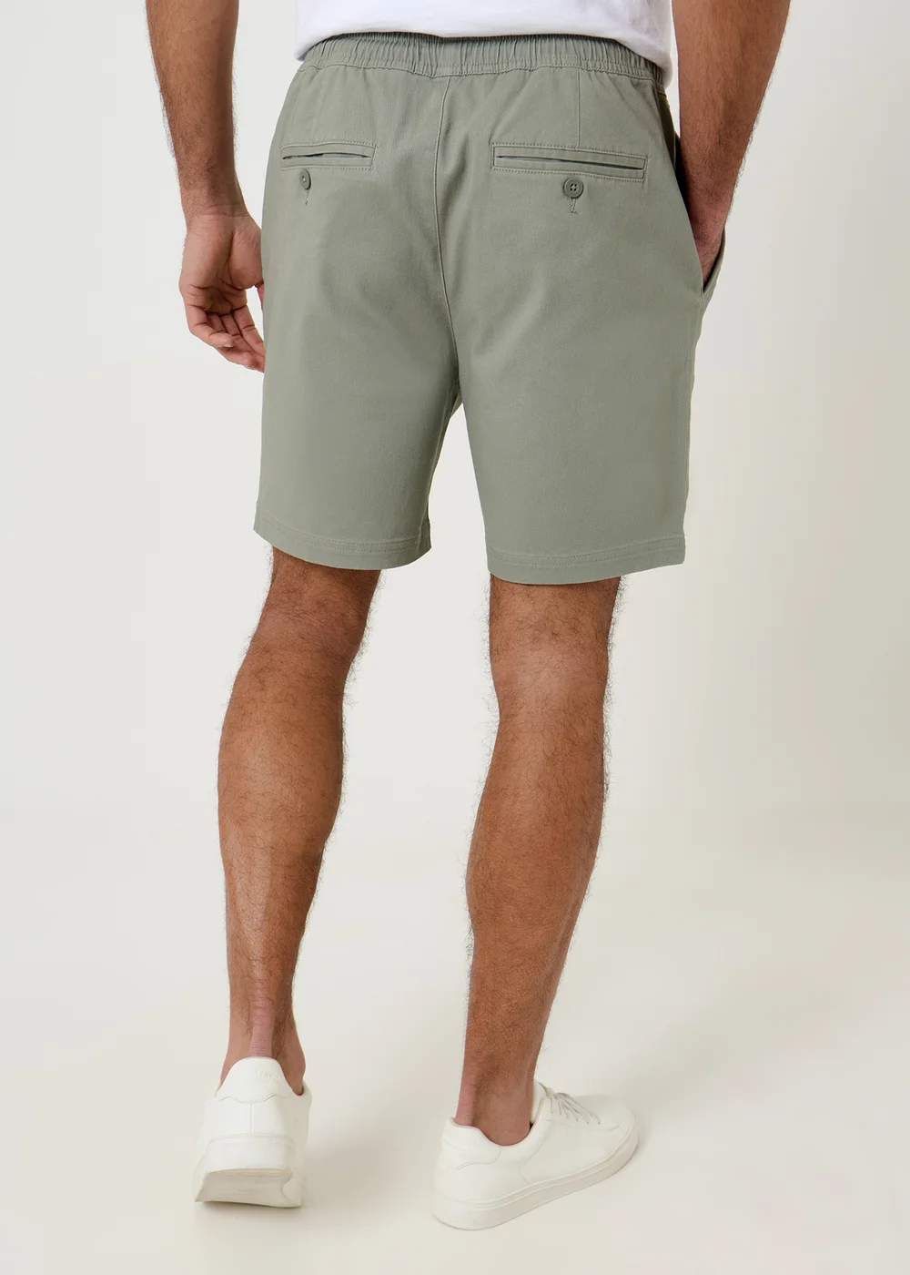 Threadbare Soft Green Shorter Length Stretch Chino Shorts - L Image 2