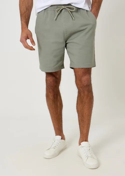 Threadbare Soft Green Shorter Length Stretch Chino Shorts - L Image 1