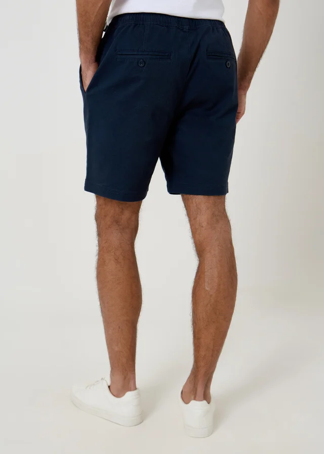 Threadbare Navy Shorter Length Stretch Chino Shorts
