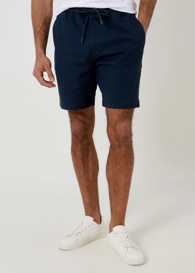 Threadbare Navy Shorter Length Stretch Chino Shorts