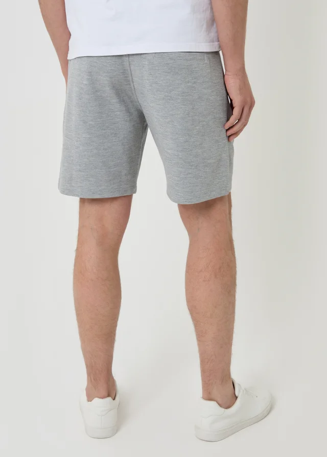 Threadbare Light Grey Pique Pleated Sweat Shorts