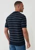 Threadbare Navy Textured Stripe Knitted Trophy Neck Polo - M Image 2