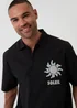 Threadbare Black Soleil Print Boxy Fit Cotton Short Sleeve Shirt - S Image 4