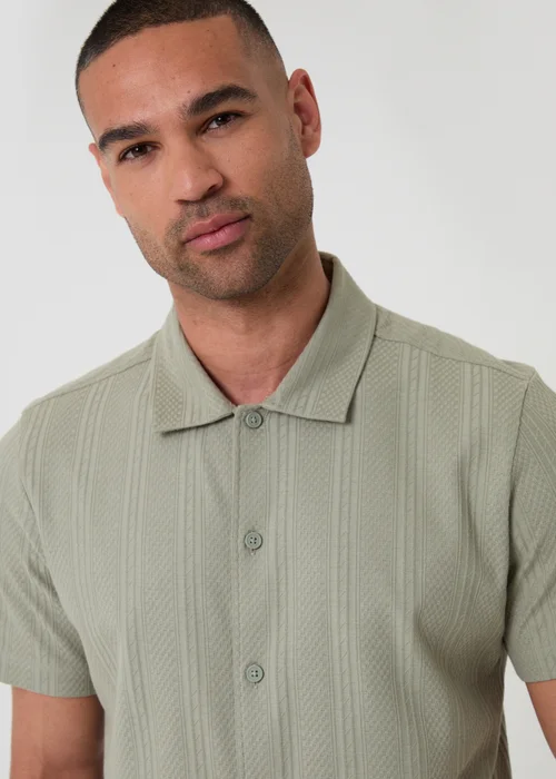 Threadbare Soft Green Knitted Cotton Blend Short Sleeve Shirt - 2XL Image 4